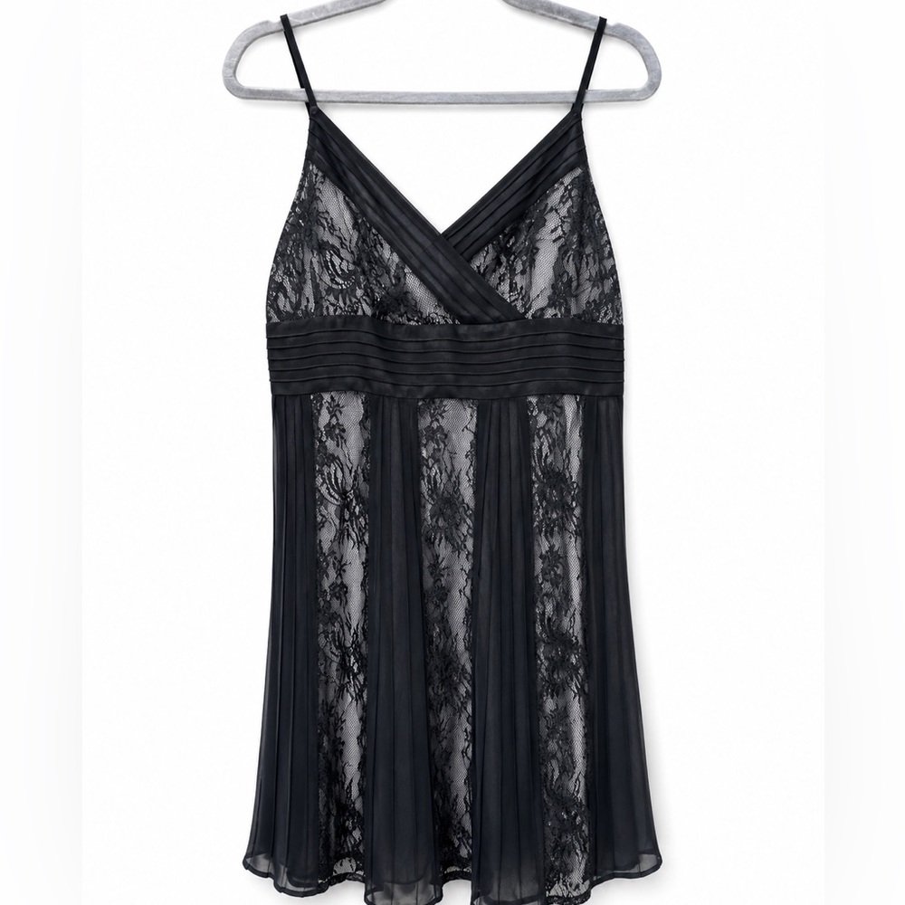 Ann Taylor LOFT Black Lace Slip Dress | Size 10 | Sheer Mesh Cocktail Dress
